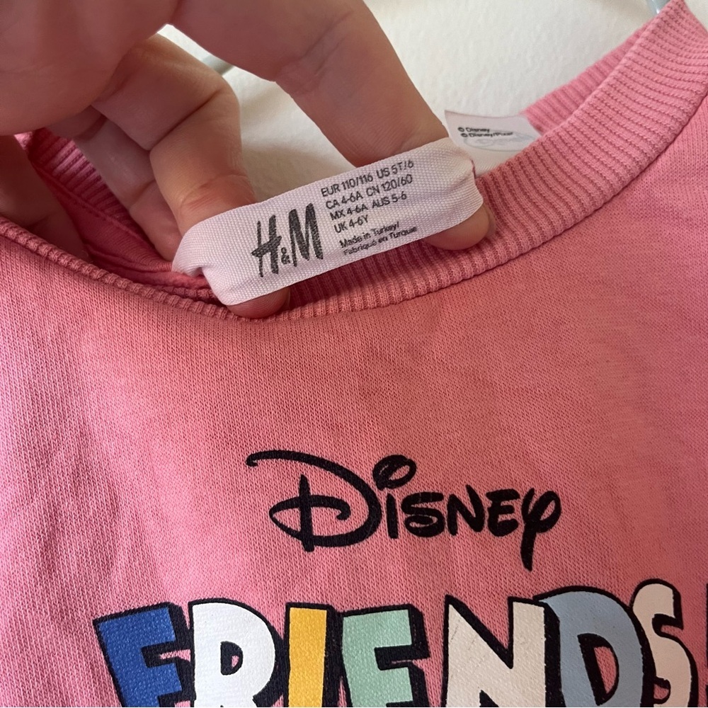 H&M Disney Friends Sweatshirt Pink Girls 4-6Y Daisy Pluto Goofy Graphic Pullover - Picture 3 of 11